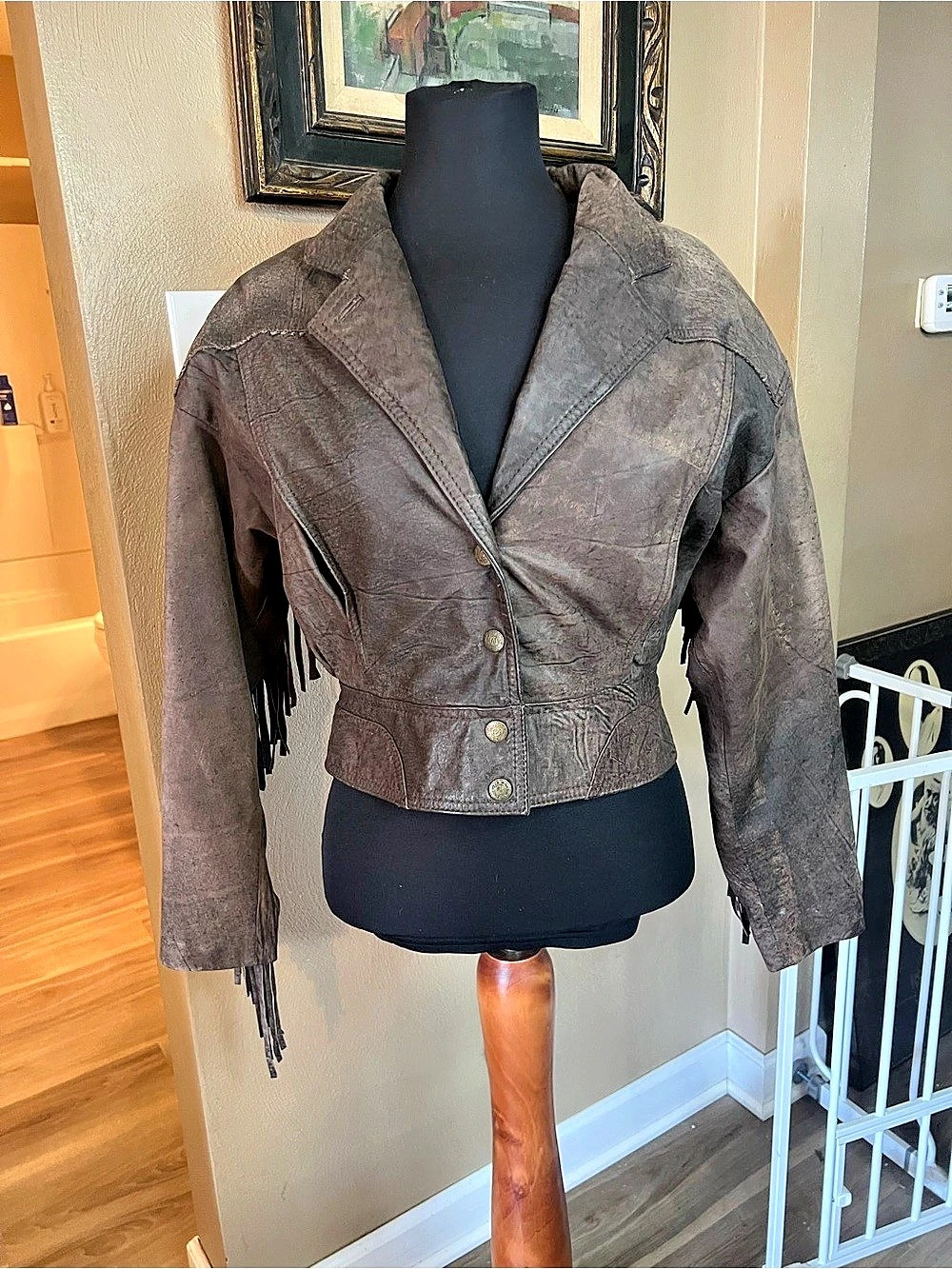 Vintage CHIA Fringe Leather Jacket in Brown Size Medium